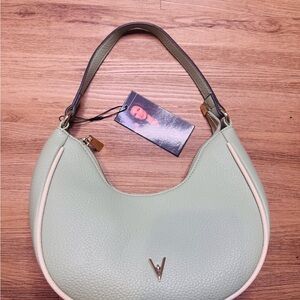 Sleek Green Hobo Bag with Curved Handle